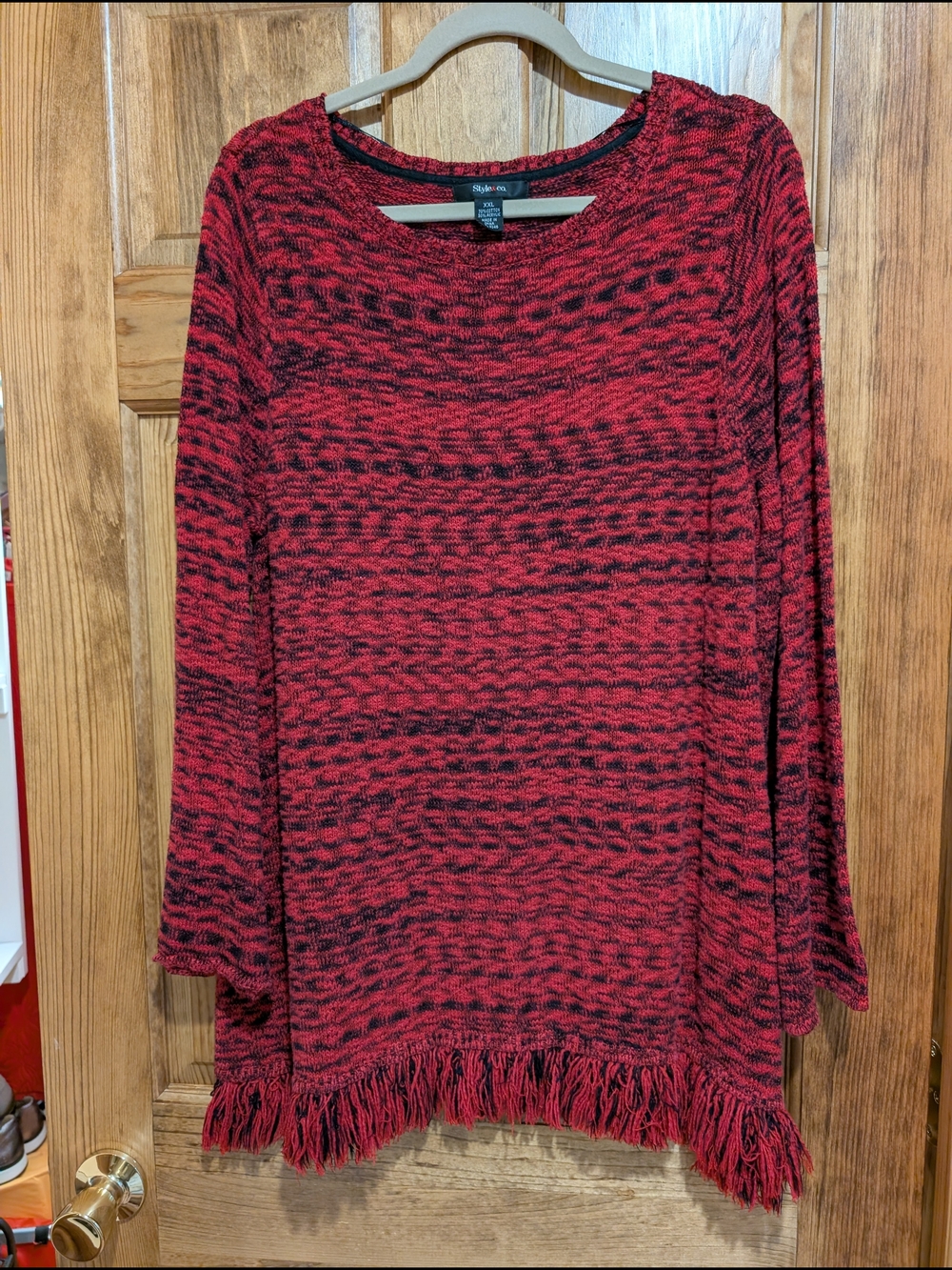 Style & Co. Red and Black Marled Knit Sweater